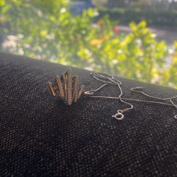 Custom Italian 3D rotating pendant /necklaces 2 carat diamonds in silver setting - Picture 6 of 9